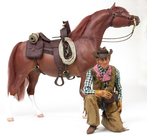 Cowboy, Aubrey and horse - Click Image to Close