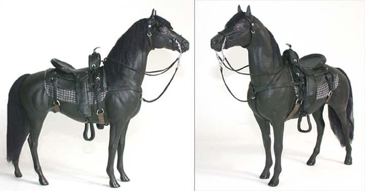 Horse, Dressed Ebony Stallion - Click Image to Close
